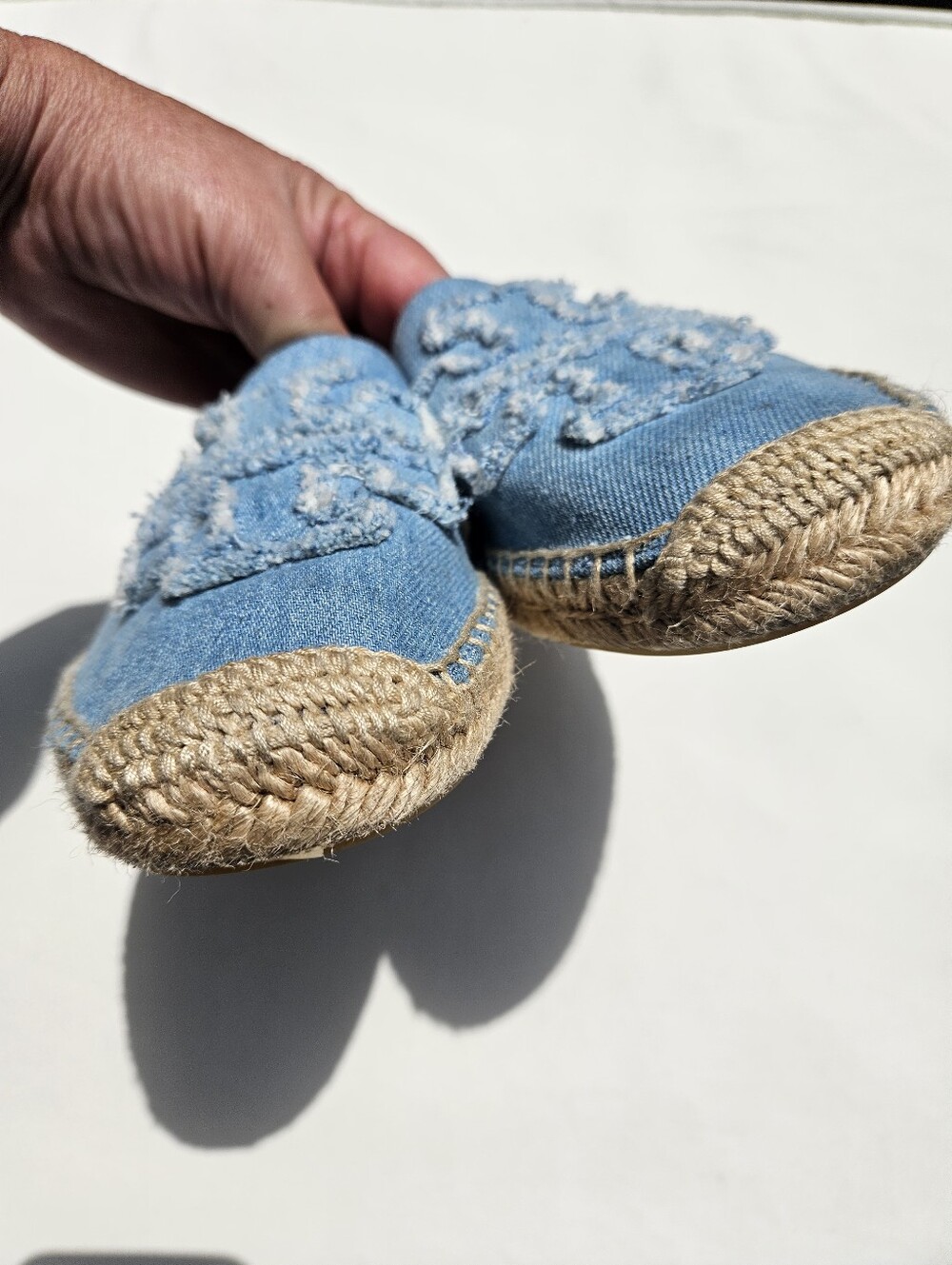 Tory Burch Denim Blue Embroidered Double T Logo Espadrilles Size 9 - Picture 7 of 11
